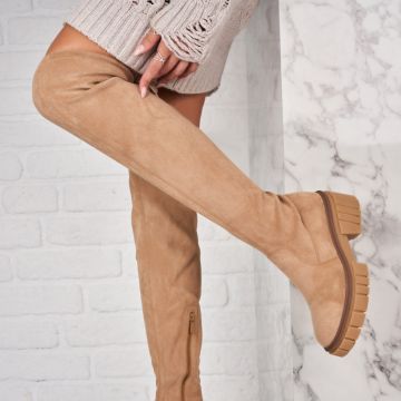 Cizme Dama Imblanite Kaki din Piele Ecologica Intoarsa Fareeha