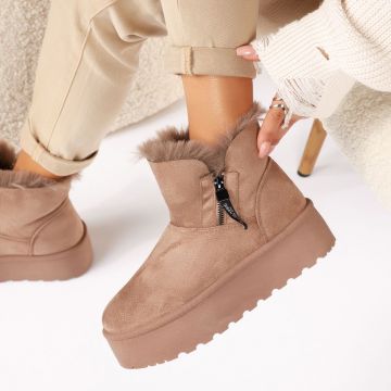 Cizme Dama Scurte Abigail Khaki #17583 Cizme Dama Scurte Abigail Khaki #17583