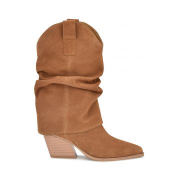 Cizme de piele intoarsa cu model drapat Wilton