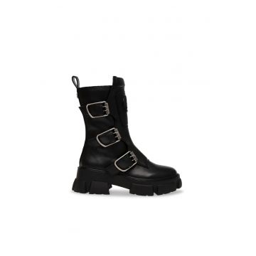 Cizme mid-calf de piele ecologica
