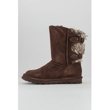 Cizme mid-calf din piele intoarsa cu finisaj rezistent la apa si insertii din blana sintetica Eloise
