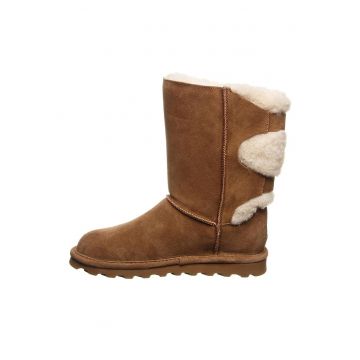 Cizme mid-calf din piele intoarsa cu finisaj rezistent la apa si insertii din blana sintetica Eloise