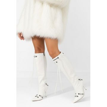 Cizme stiletto Supreme albe