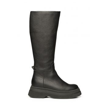 Cizme wedge de piele
