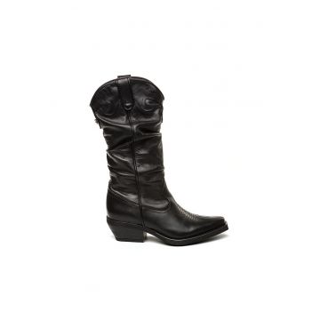 Cizme western mid-calf de piele