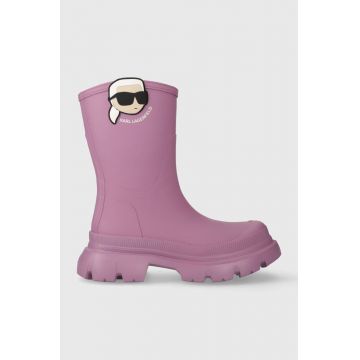 Karl Lagerfeld cizme TREKKA RAIN NFT femei, culoarea violet, KL43567