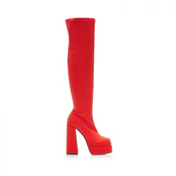 Cizme Coral material textil talpă dublă șosetă cu fermoar