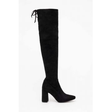 Wojas cizme din piele intoarsa femei, culoarea negru, cu toc drept, 7104281