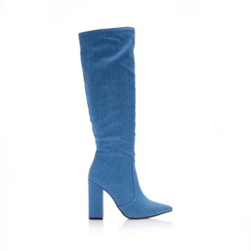 Cizme albastru jeans vțrf ascuțit