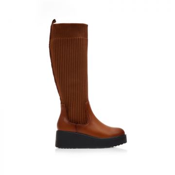 Cizme Camel Imitație Piele Șosetă