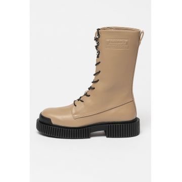 Cizme mid-calf de piele ecologica