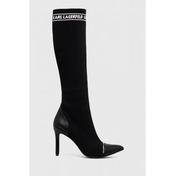 Karl Lagerfeld Cizme femei, culoarea negru, cu toc cui