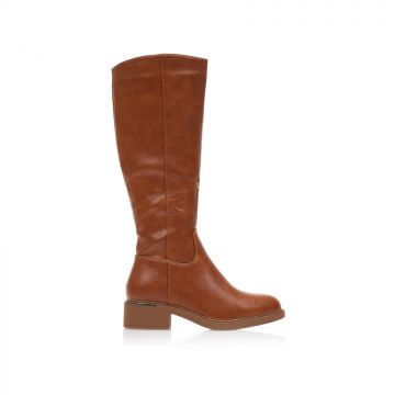 Cizme Camel imitație de piele cu fermoar