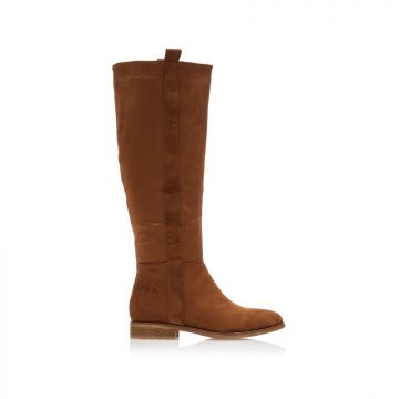 Cizme Camel piele întoarsă cu fermoar