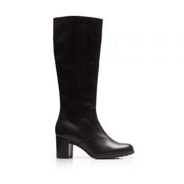 Cizme dama cu toc din piele naturala, Leofex - 480-1 Negru box