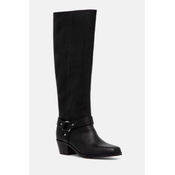 Dkny ghete de piele Stace femei, culoarea negru, cu toc drept, K2436059 Dkny ghete de piele Stace femei, culoarea negru, cu toc drept, K2436059