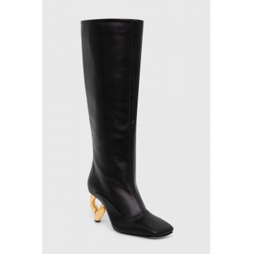 JW Anderson ghete de piele Chain Heel femei, culoarea negru, cu toc drept, ANW43020A JW Anderson ghete de piele Chain Heel femei, culoarea negru, cu toc drept, ANW43020A
