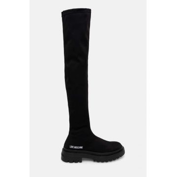 Love Moschino cizme femei, culoarea negru, cu toc plat, JA26015G1LIMZ000