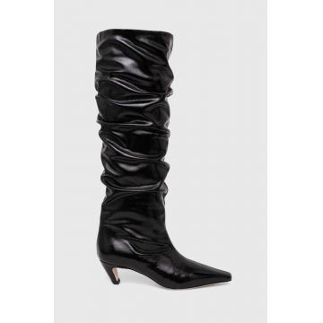 MSGM ghete de piele femei, culoarea negru, cu toc cui, 3741MDS710 848 MSGM ghete de piele femei, culoarea negru, cu toc cui, 3741MDS710 848