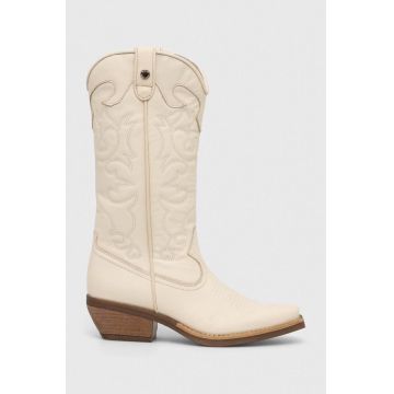 Steve Madden cizme de piele Wishley femei, culoarea bej, cu toc drept, SM11003071