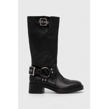 Steve Madden ghete de piele Beau femei, culoarea negru, cu toc drept, SM11003069