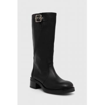 Steve Madden ghete de piele Bonna femei, culoarea negru, cu toc drept, SM11003091 Steve Madden ghete de piele Bonna femei, culoarea negru, cu toc drept, SM11003091