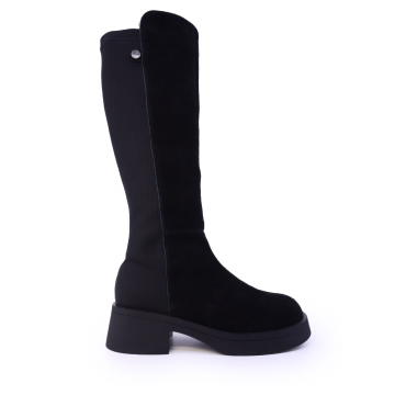 Cizme stretch femei Benvenuti negre din piele întoarsă și material textil  3748DC198VN