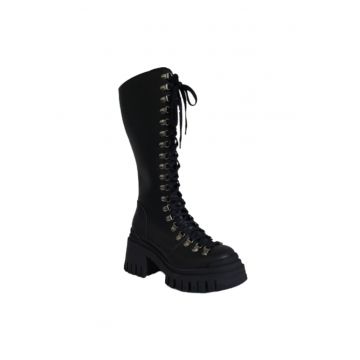 Cizme dama CORA -  Piele ecologica - Negru -