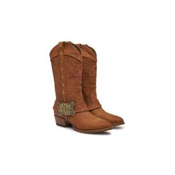 Cizme de cowboy -  maro - piele naturala -