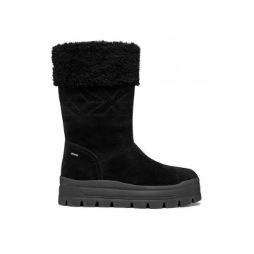 Cizme mid-calf impermeabile din piele intoarsa