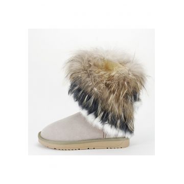 Cizme bej din piele naturala cu blanita naturala 8013 11 15674