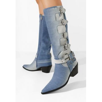 Cizme cu toc gros Laoise denim