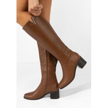 Cizme cu toc gros Vestame camel