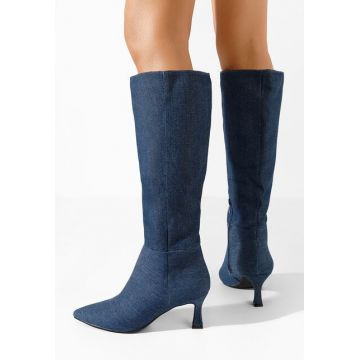 Cizme cu toc subtire Verka denim