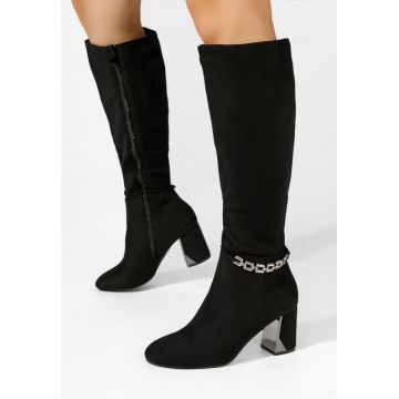 Cizme dama elegante cu toc Delphy negre