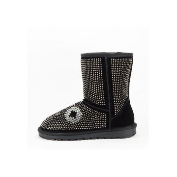 Cizme negre din piele naturala W8008 112 12045