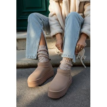 Cizme tip ugg cu platformă Fenoria bej