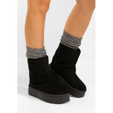 Cizme tip ugg cu platformă Janesia negre