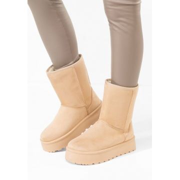 Cizme tip ugg cu platformă Luisana bej