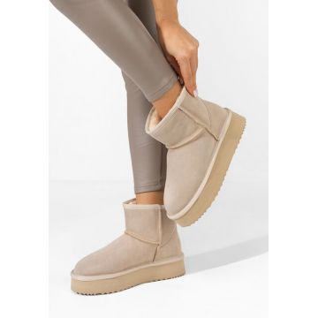Cizme tip ugg cu platformă Nalya bej