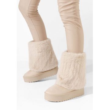 Cizme tip ugg cu platformă Narya bej