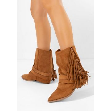 Cizme cu toc gros Isoria camel
