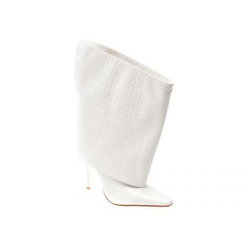 Cizme elegante EPICA albe, A0910, din piele ecologica