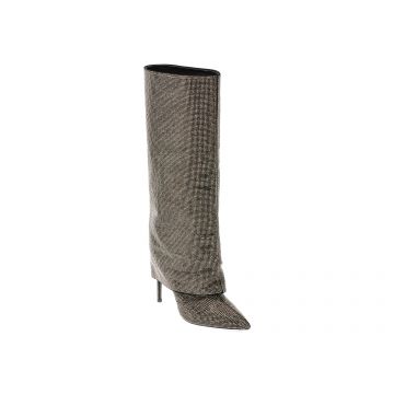 Cizme elegante EPICA PREMIUM argintii, 164R, din piele naturala