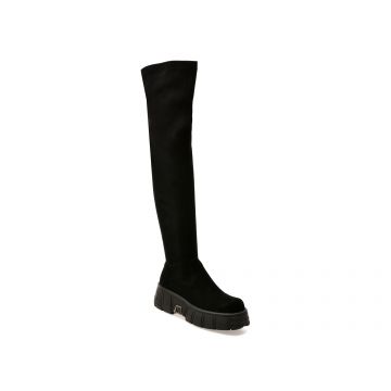 Cizme GRYXX negre, D326, din material textil si piele naturala
