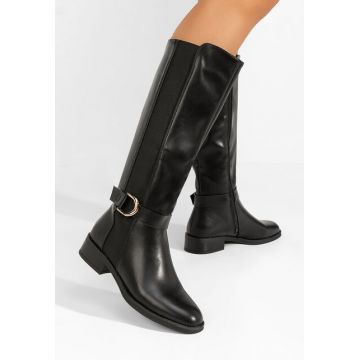 Cizme lungi fara toc Hiedi negre