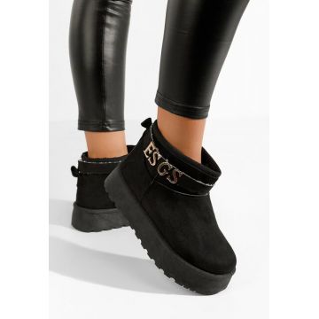 Cizme tip ugg cu platformă Agnesa negre