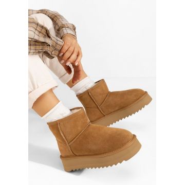 Cizme tip ugg cu platformă Katy camel