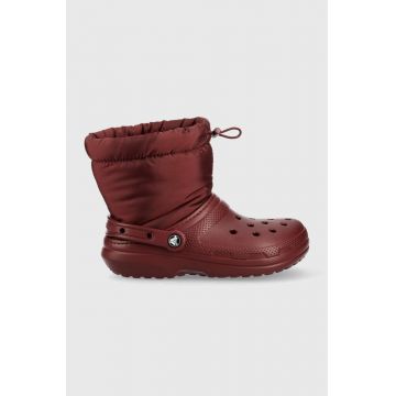 Crocs cizme de iarna Classic Lined Neo Puff Boot culoarea bordo Crocs cizme de iarna Classic Lined Neo Puff Boot culoarea bordo