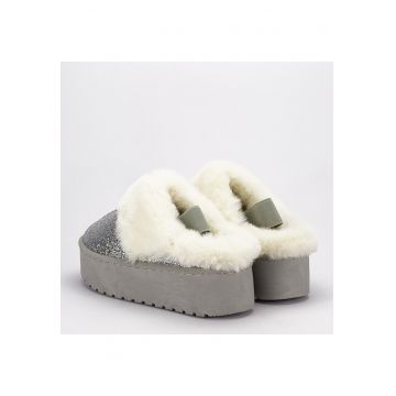Papuci imblaniti cu sclipici B-HY88-59 116 - Argintiu 8528